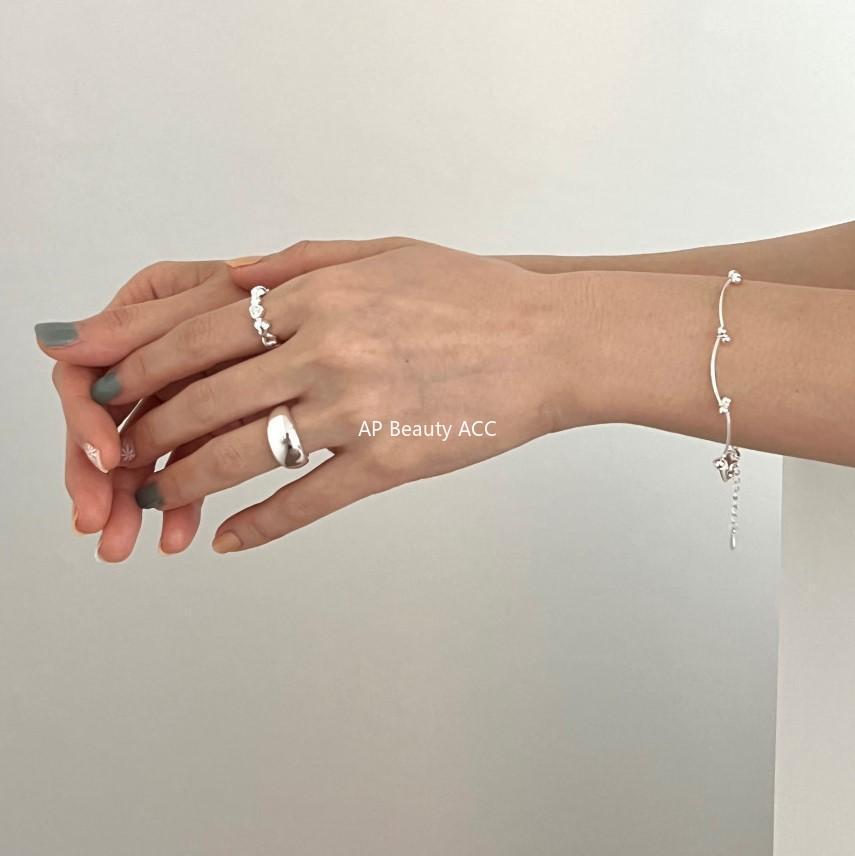 F廠-韓國韓版潮流 S925純銀折疊細線珠珠手鍊銀飾簡約手環首飾「A312」25.12-1