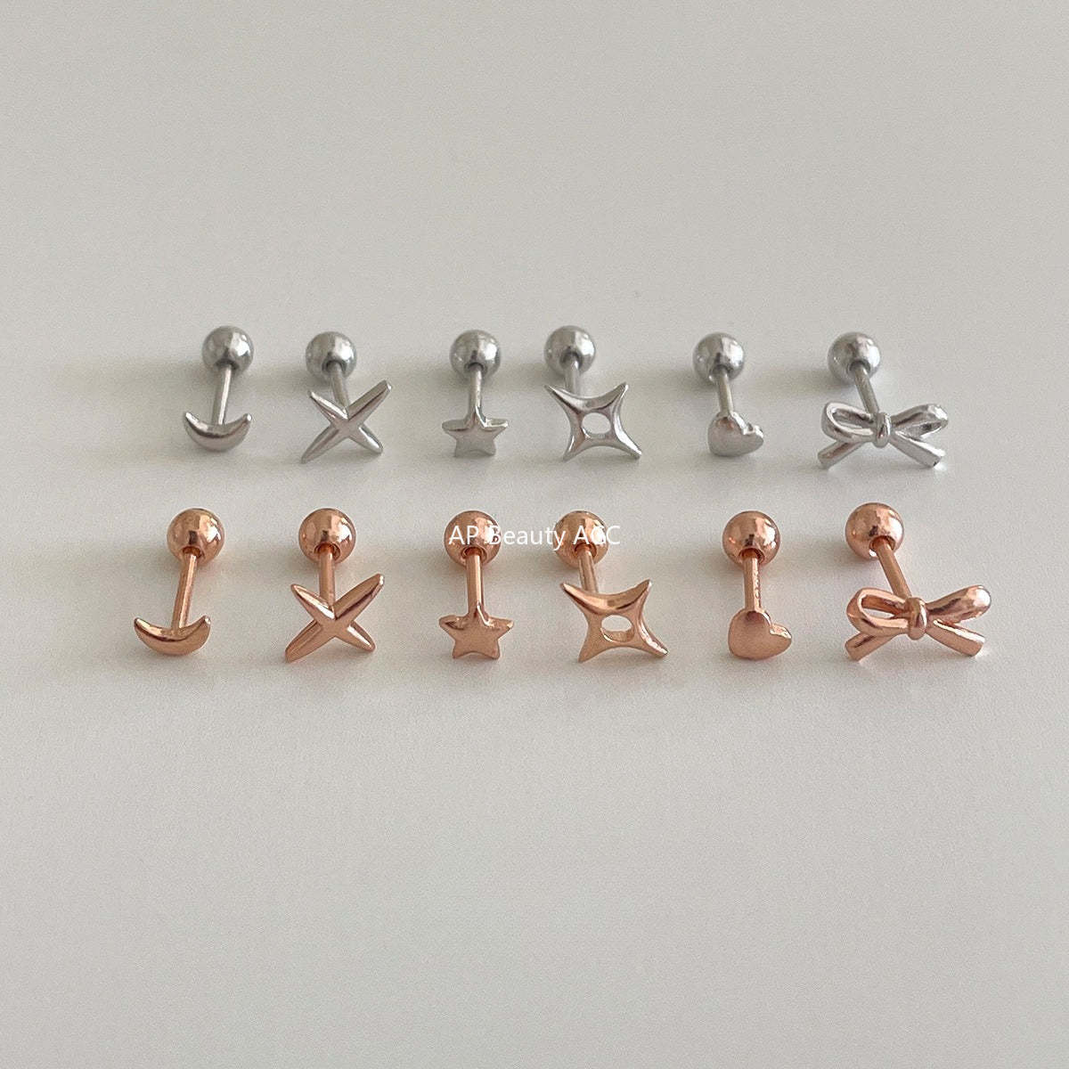 C廠-925純銀輕奢蝴蝶結耳釘女韓風簡約日常星星月亮耳環小眾高級耳飾「EH-4256」25.11-3