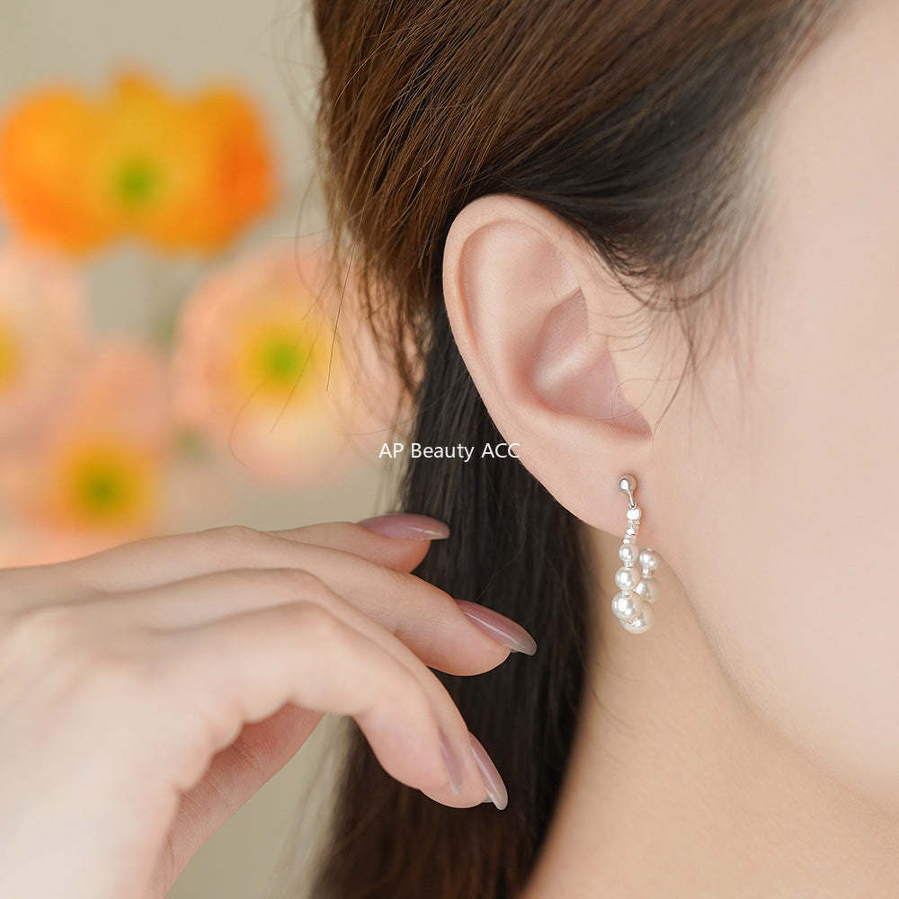 D廠-純銀S925日系銀色碎銀珍珠耳環簡約法式輕奢復古甜美優雅耳環「YC2380E_1」25.12-3