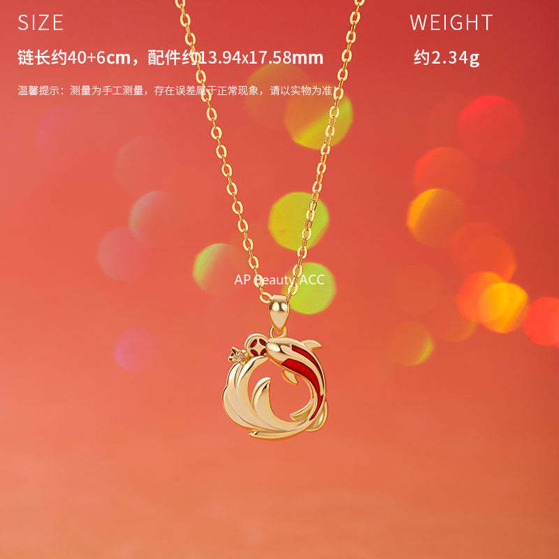 D廠-原創S999足銀年年有魚雙錦鯉耳環新年和田玉手鍊鎖骨鍊「YC4802SL_1 YC3241N_1 YC2728E_1」25.10-5