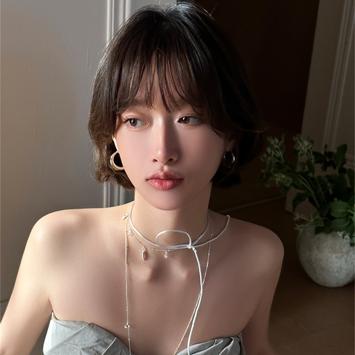 C廠-歐美時尚簡約素圈耳環女小眾輕奢百搭氣質銀針耳圈高級感個性耳飾「EH-3970」25.10-1