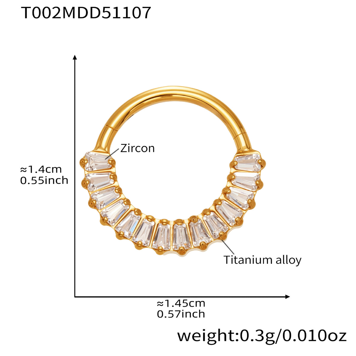 B廠-鈦合金鑲嵌5A鋯石鼻環歐美甜酷辣妹穿刺鼻環潮人時尚無縫環「T001」25.11-2