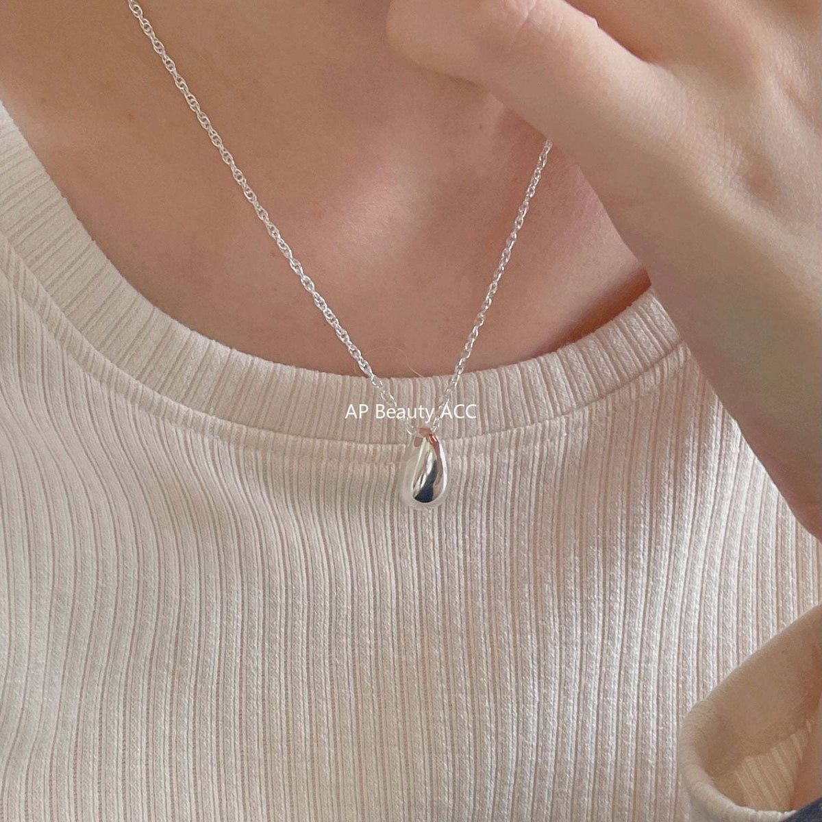 F廠-韓國韓版925純銀水滴項鍊簡約網紅小紅書氣質冷淡風項鍊「B1170」25.12-3