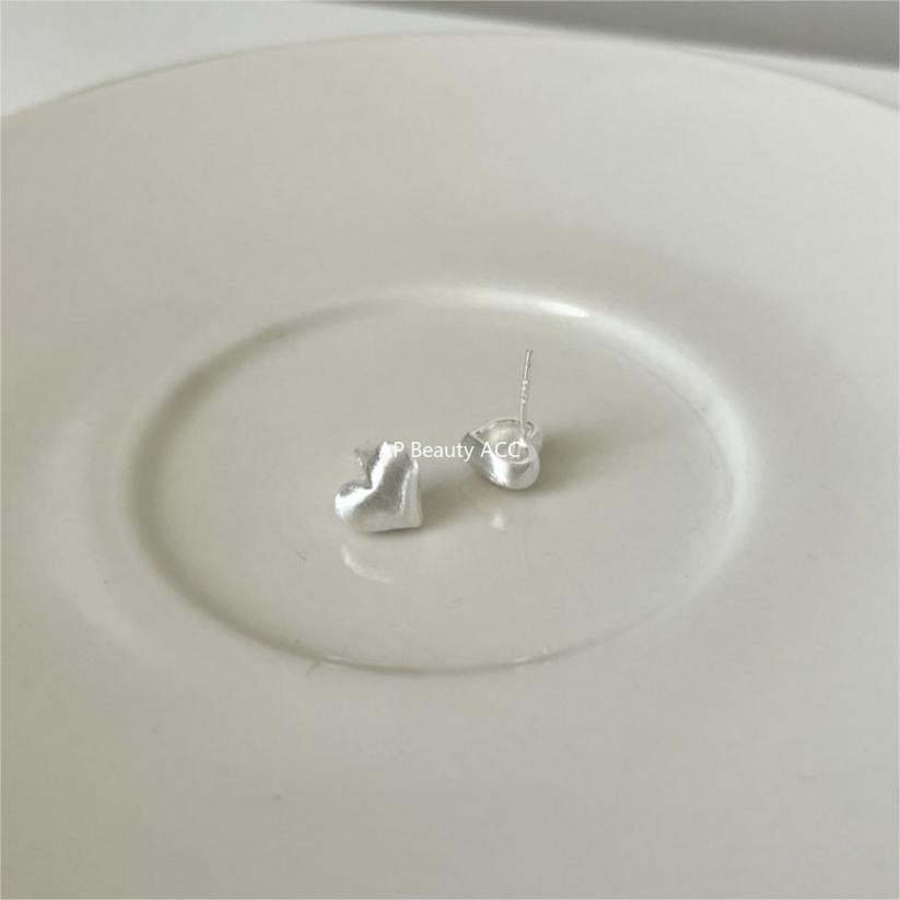 F廠-韓國韓版925純銀耳釘愛心拉絲耳釘簡約時尚氣質ins風耳環「C1191」25.12-3