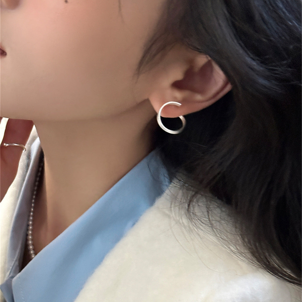 C廠-特個性扭曲回旋銀針耳釘女極簡冷淡風ins耳環輕奢高級感耳飾「EH-3581」25.05-5