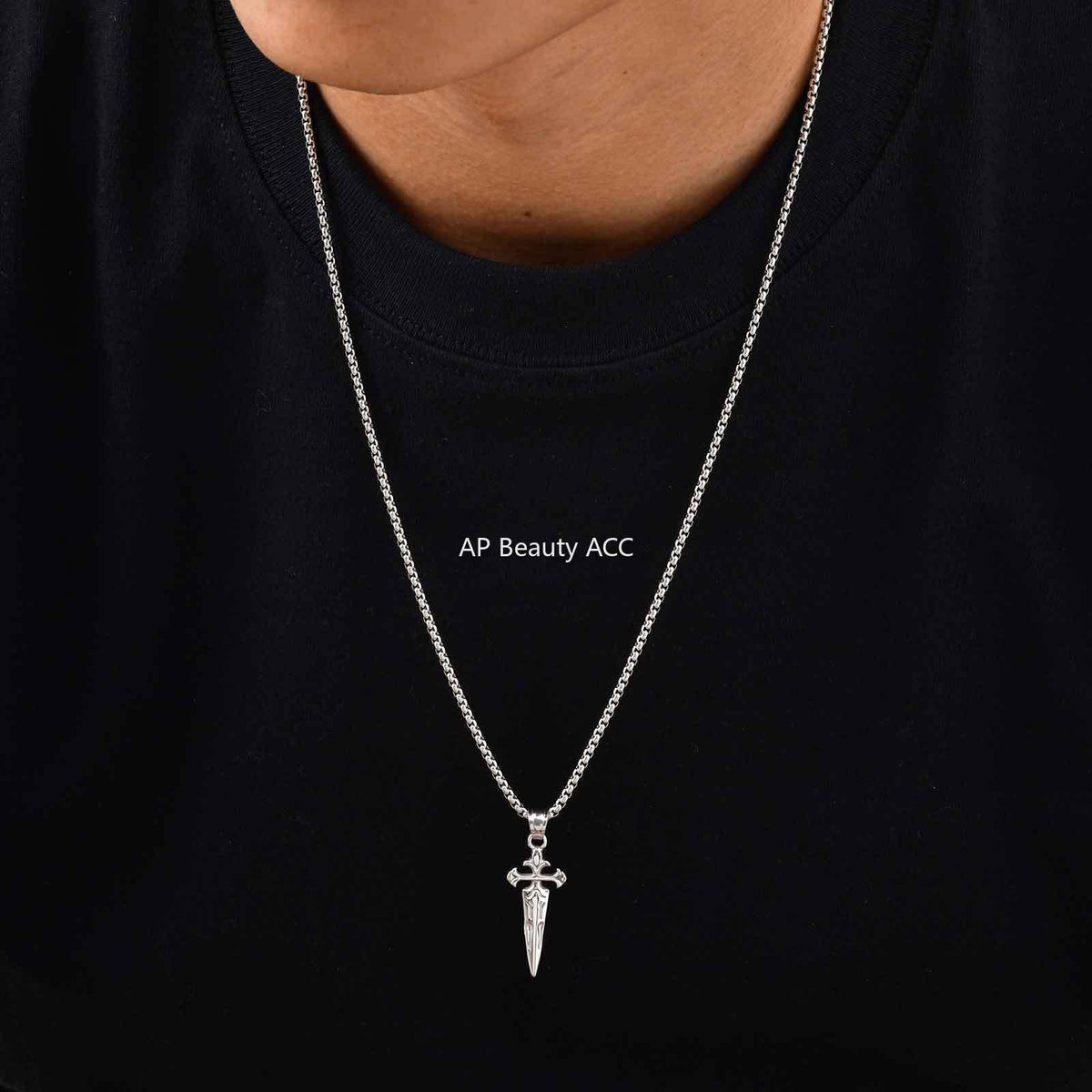 G廠-不鏽鋼男士飾品設計感時尚寶劍形十字吊墜金色「PN-2241」25.11-1