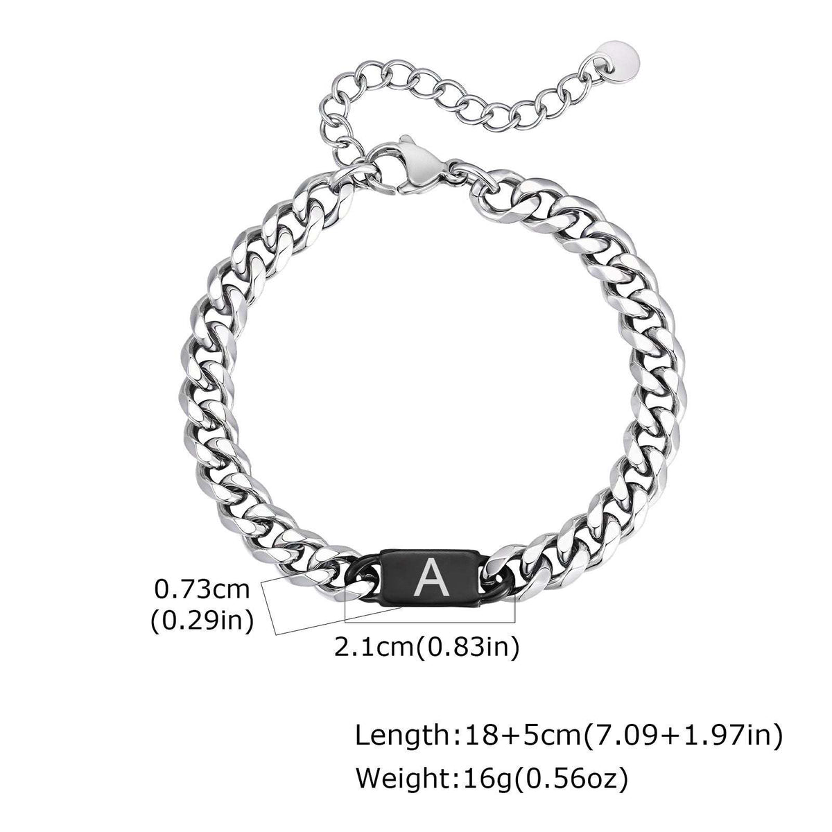 G廠-不鏽鋼金屬風復古配件可刻字鐳射字母古巴鏈手鍊「BR-2704」25.11-3