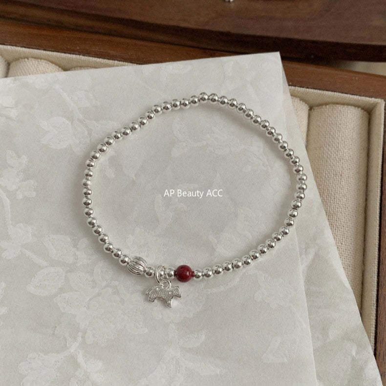 C廠-2026生肖馬年 小馬條紋銀珠朱砂紫金砂手工手串S925純銀手鍊「1640-1641」25.12-3