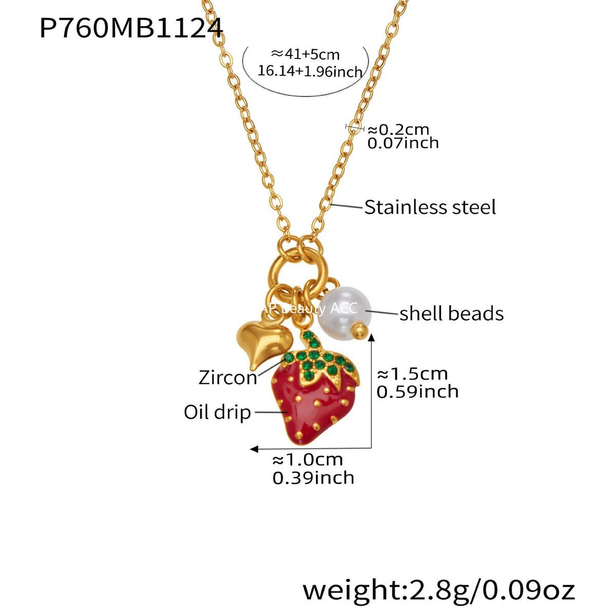 B廠-不鏽鋼DIY多配件鑲嵌鋯石海馬吊墜鎖骨項鍊鍍18k真金歐美時尚飾品「P755」25.11-4