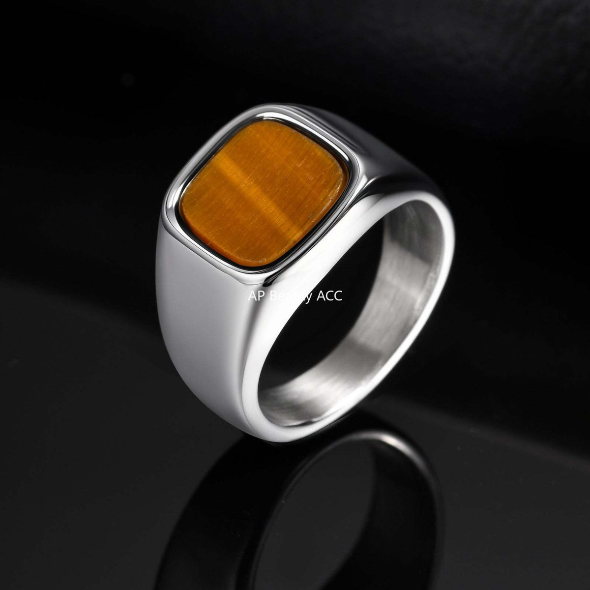 G廠-不鏽鋼方形虎眼石金屬光澤個性食指戒 潮流穿搭手部飾品「RC-620」25.10-5