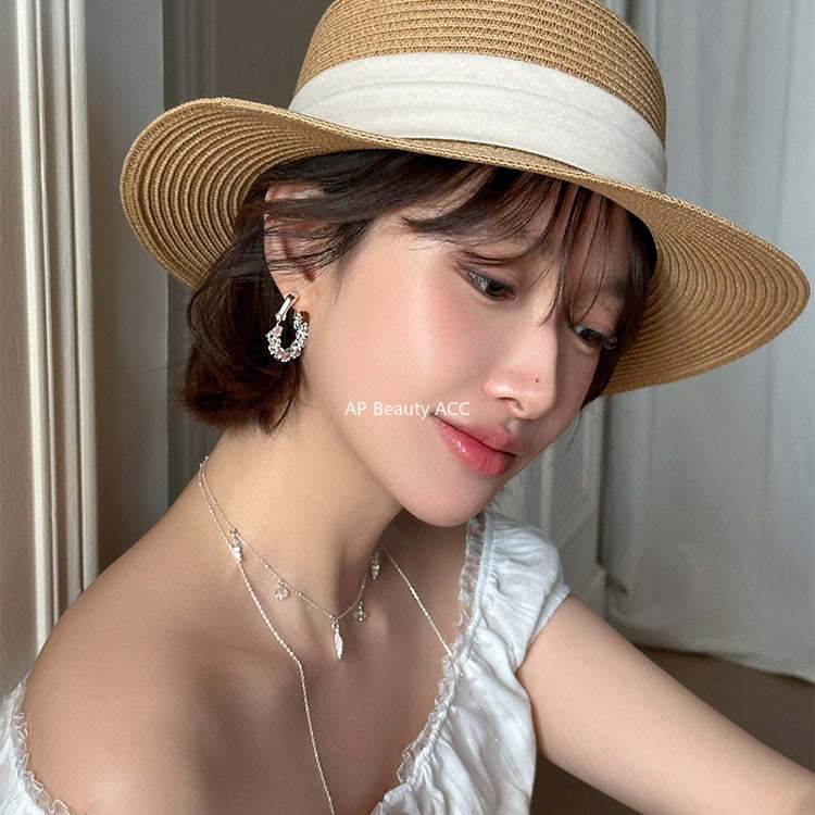 C廠-高級感復古氣質秋冬鋯石耳環女簡約百搭清冷風耳圈小眾時尚耳飾「EH-4127」25.12-1