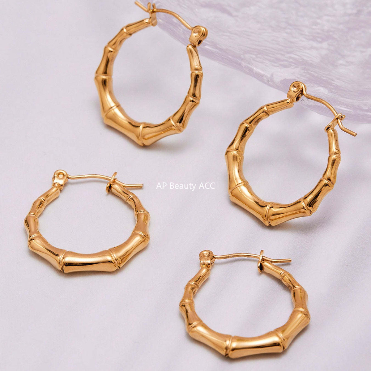 B廠-不鏽鋼幾何竹節U型耳環ins小眾設計耳飾鍍18k真金珠寶首飾「F622」25.10-5