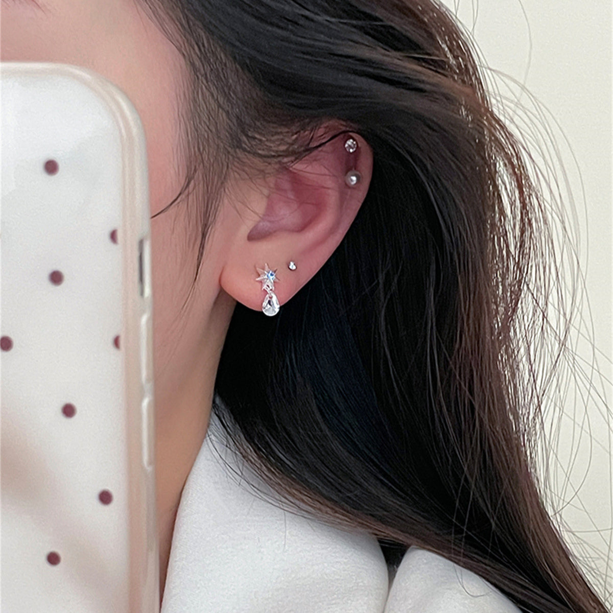C廠-925銀針藍色星星耳墜女韓版氣質ins風個性小眾八芒星耳釘清冷耳釘「EH-3731」25.06-4