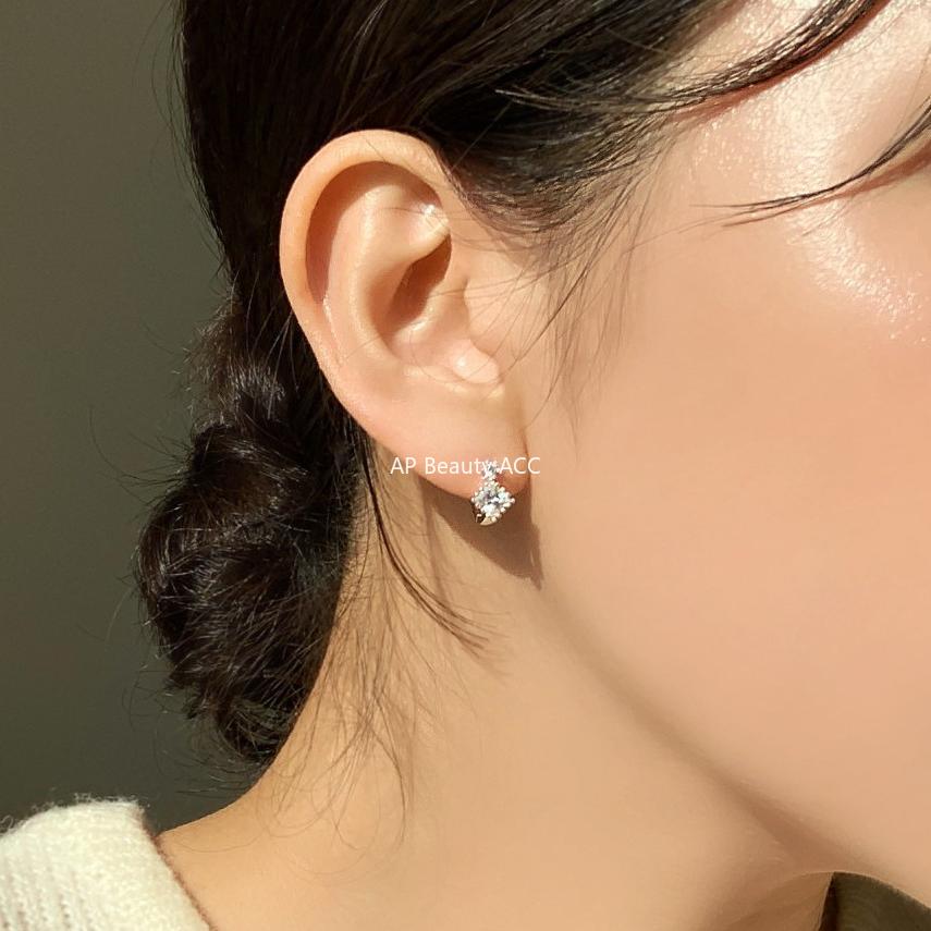 F廠-韓國韓版925純銀方鋯石耳釘耳扣女簡約時尚ins風耳環耳飾「C1029」25.11-2