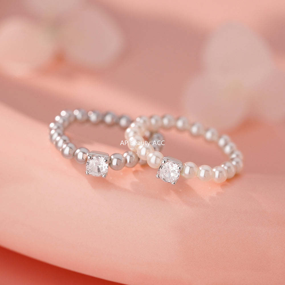 D廠-純銀S925溫柔珍珠戒指女新款韓式簡約文藝法式復古清新手飾「YC5467R」25.12-3