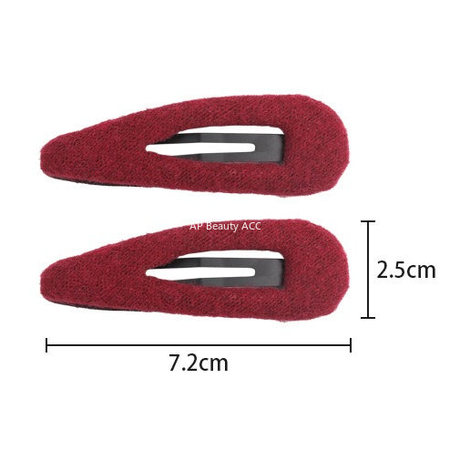 E廠-韓系毛呢水滴橢圓側邊夾髮夾女2025新款瀏海鴨嘴夾bb夾髮卡髮飾「27647」25.11-1