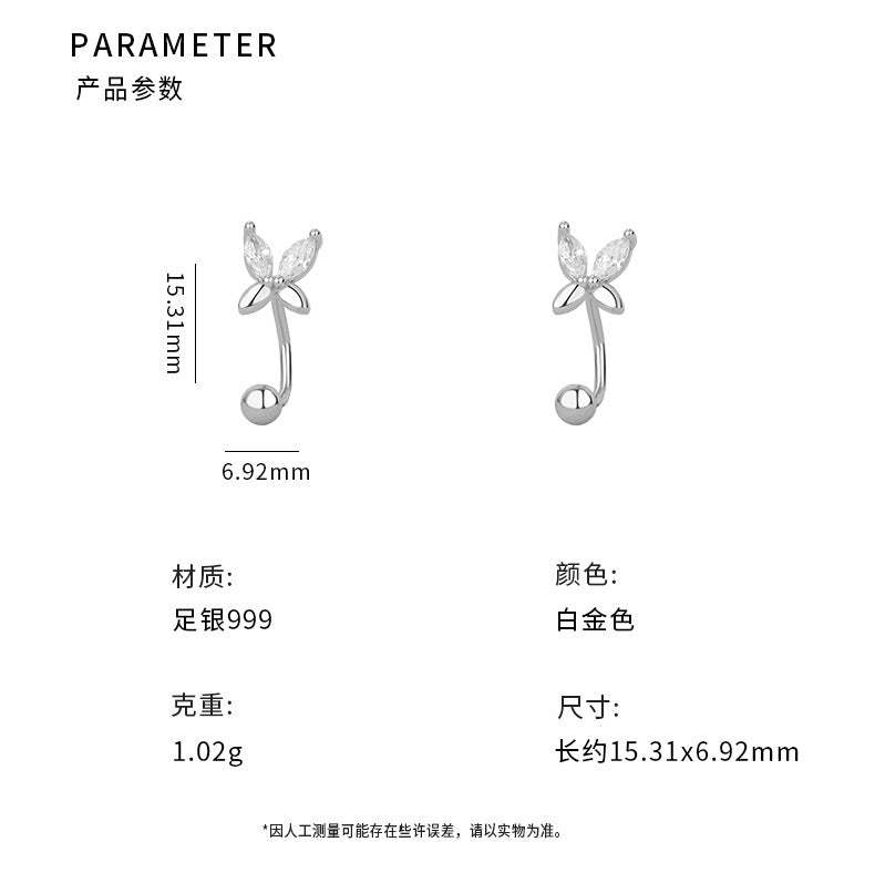 D廠-S999足銀蝴蝶螺絲耳鉤森系唯美養耳洞溫柔小清新優雅淑女耳飾「YC10288E_1」25.11-4
