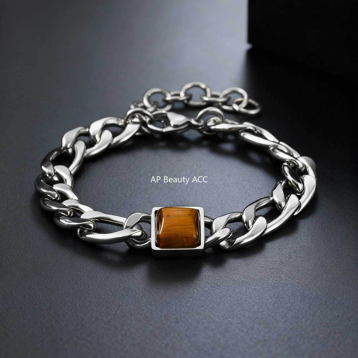 G廠-不鏽鋼手鍊批發男士嘻哈潮流手鍊三比一NK鏈方虎眼石手鍊「BR-2741」25.12-3