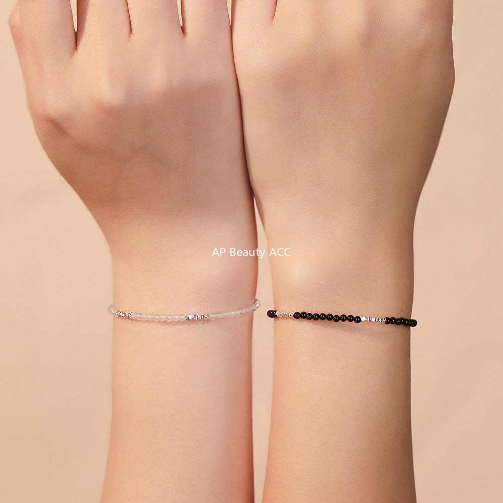 D廠-足銀S999瑪瑙碎銀情侶手鍊新中式極簡淡雅文藝氣質手飾「YC4745SL_1」25.11-4