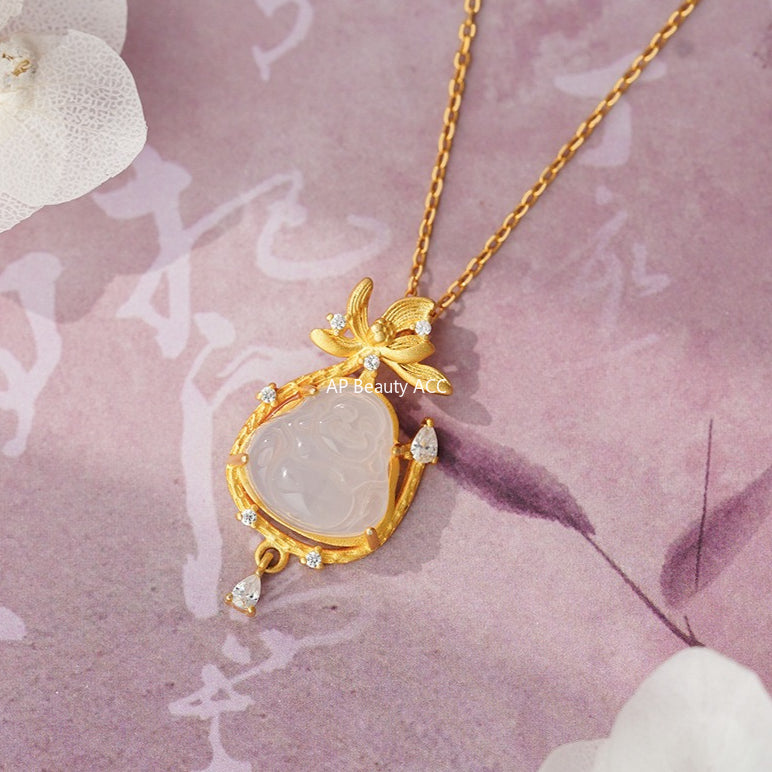 D廠-S925純銀佛公納福項鍊輕奢新中式宮廷風精美秋冬款貴氣鎖骨鏈「YC0953N_1」25.11-2