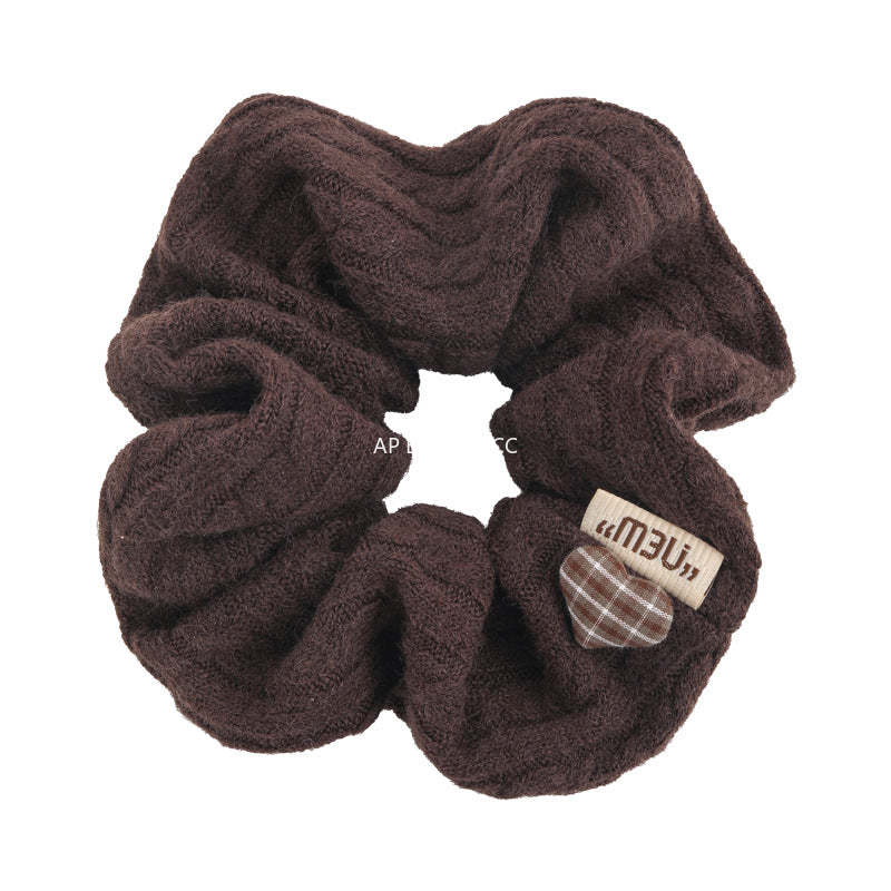 E廠-韓系麻花針織褶皺毛線大腸髮圈高級感氣質頭花髮繩扎頭高彈力頭繩「27707」25.11-4