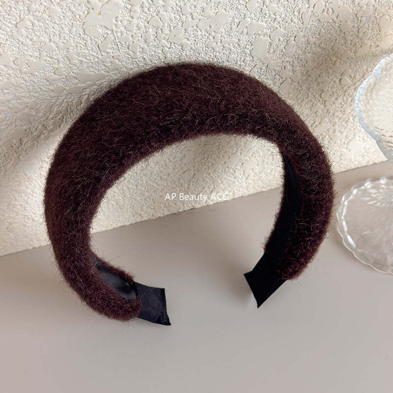 E廠-秋冬細毛絨加厚寬邊髮箍女2025新款高顱頂頭箍氣質百搭髮卡髮飾「27710」25.11-3