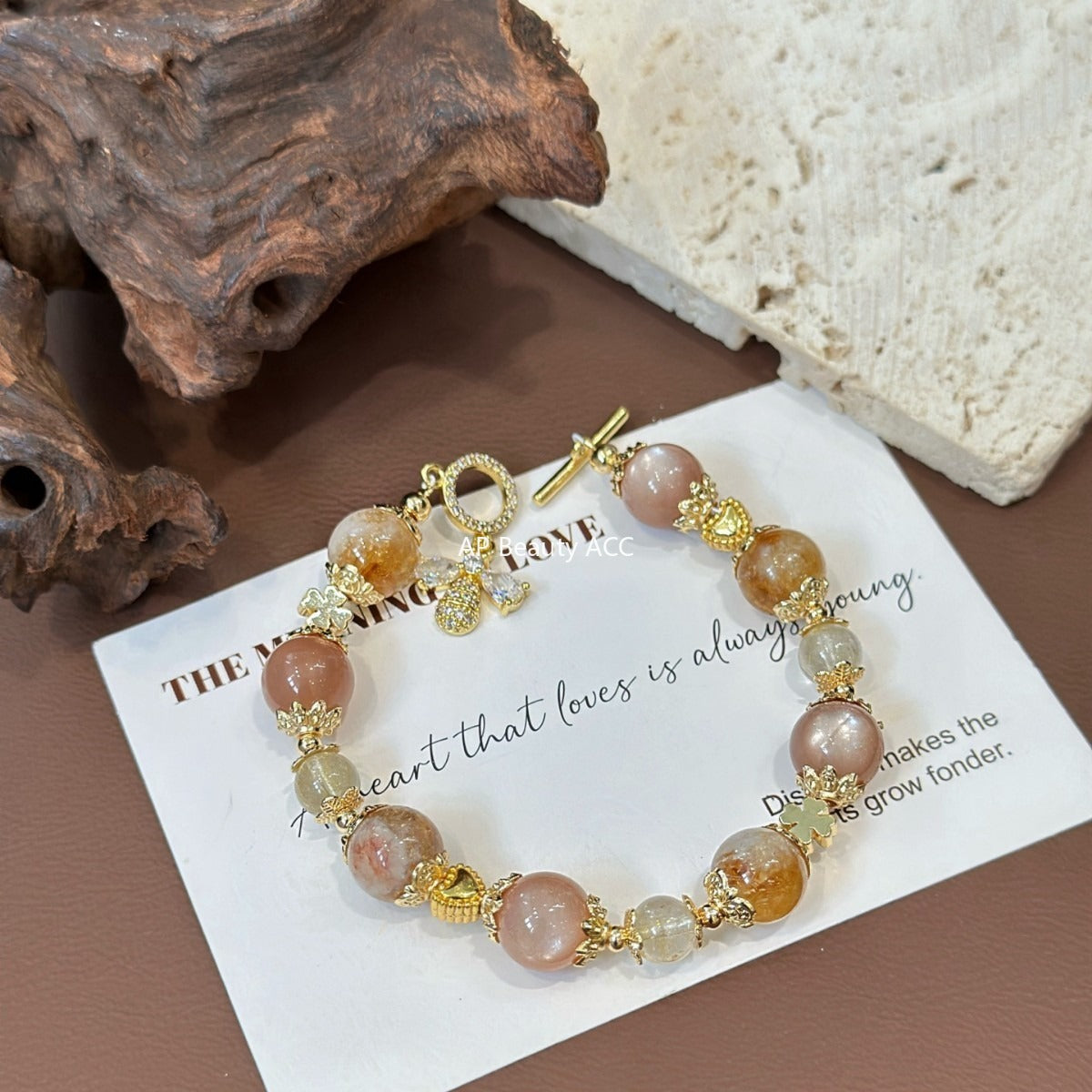 AS廠-天然橙月光黃塔晶金髮晶手鍊女小眾設計蝴蝶吊墜幸運手串「l2942」25.11-1