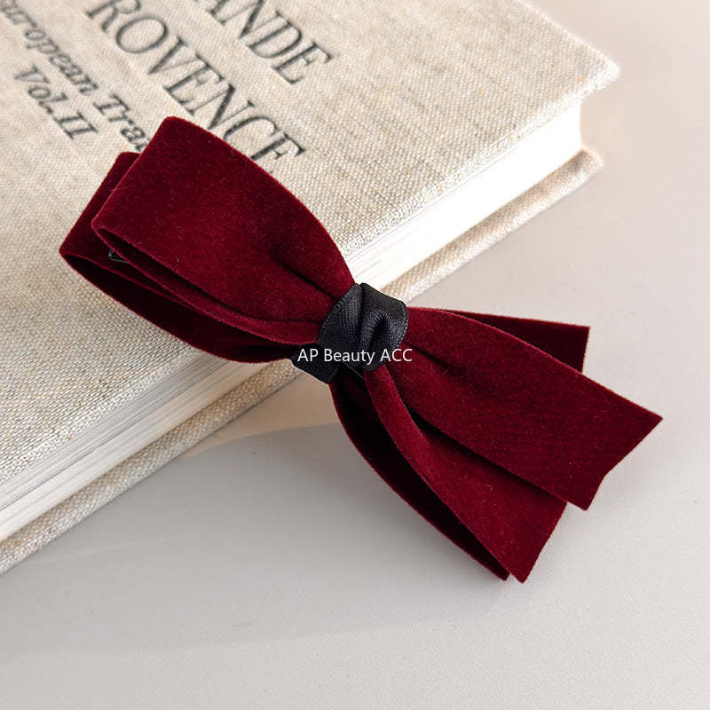 E廠-簡約復古絲絨蝴蝶結香蕉夾女後腦勺高級感髮飾氣質百搭馬尾夾髮卡「27757」25.12-1