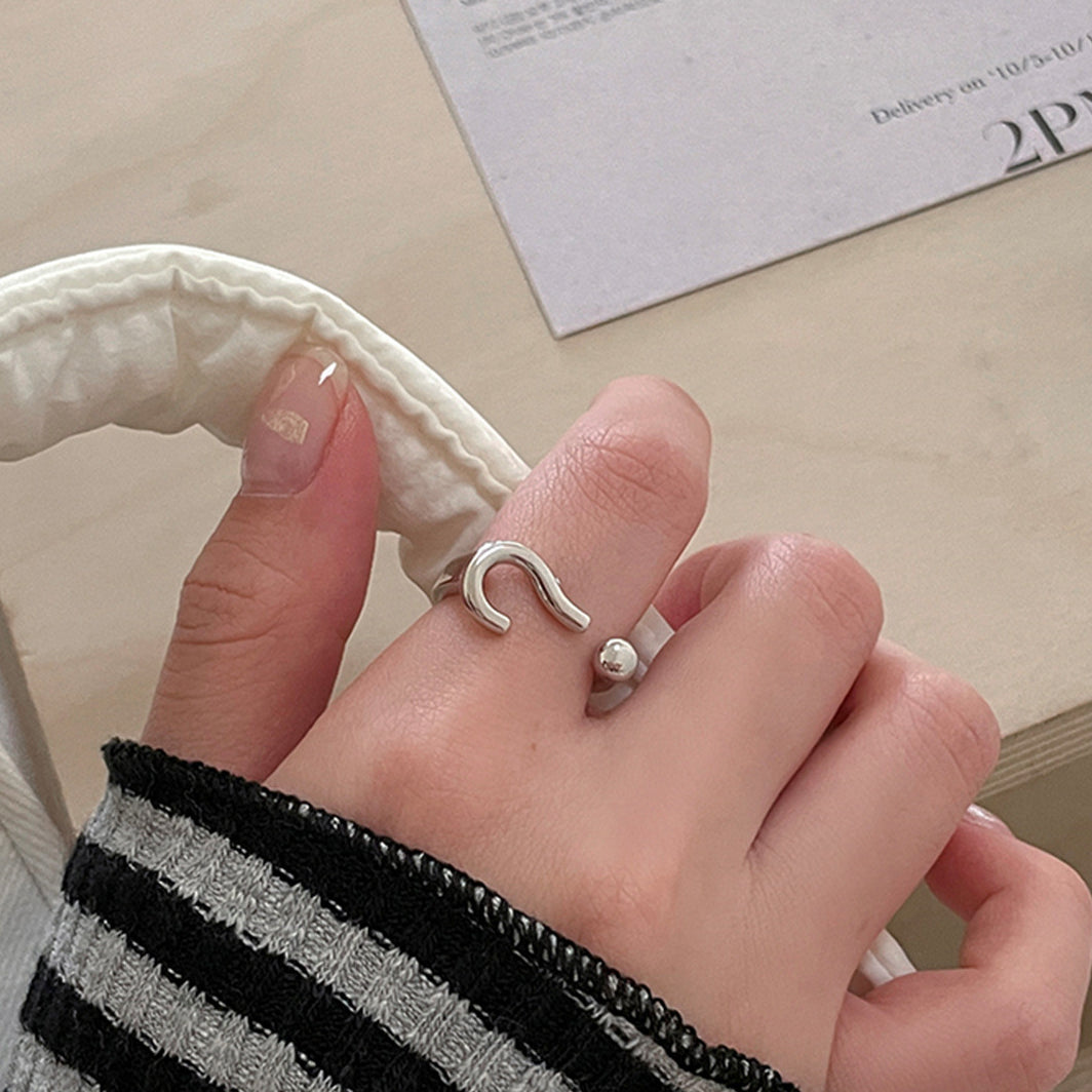 C廠-新款時髦問號戒指女小眾ins風高級感純銀食指戒輕奢設計個性指環「JZ-0655」25.07-4