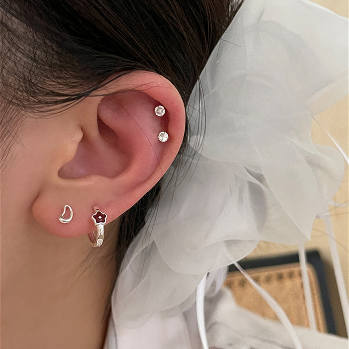 C廠-森系小清新滴油花朵耳扣女小眾設計感甜美百搭耳環精緻夏天耳飾「EH-3688」25.07-4