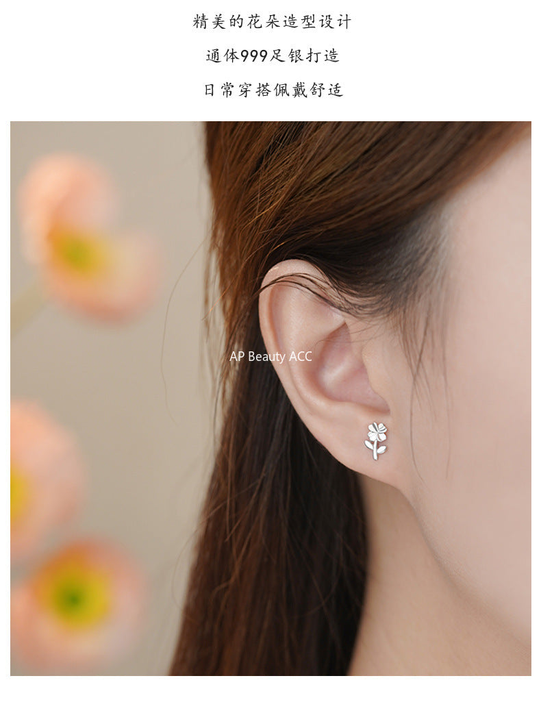 D廠-足銀S999淡雅甜美花朵耳環女小眾設計感新款秋冬款田園風耳環「YC5346E_1」25.11-1