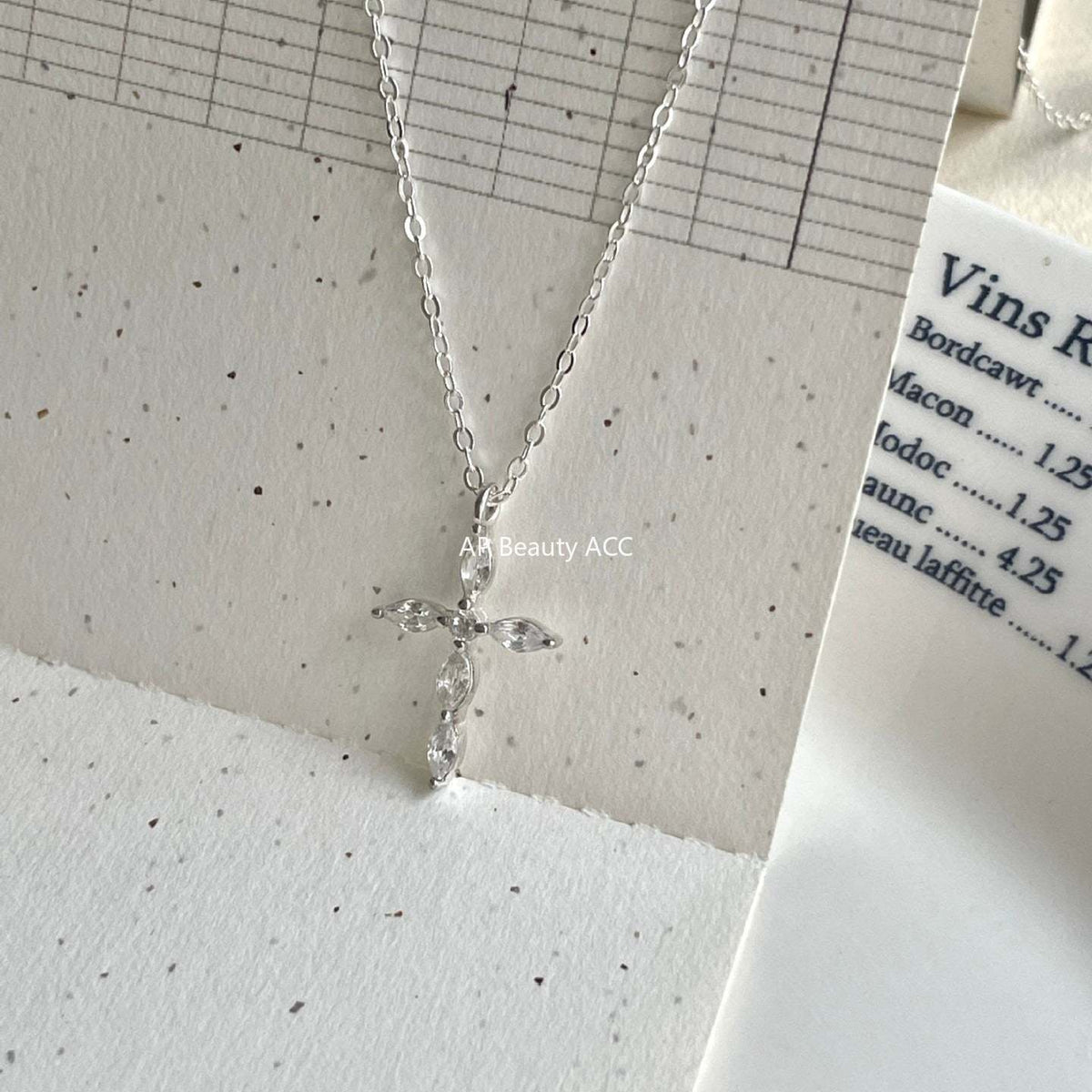 F廠-韓國韓版925純銀鋯石十字架項鍊簡約氣質ins小紅書項鍊「B1387」25.11-4