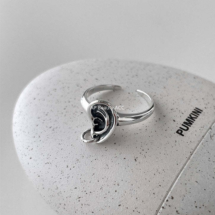 C廠-輕奢復古設計感小耳朵戒指女冷淡風氣質個性純銀食指環ins新指環「JZ-0657」25.10-5