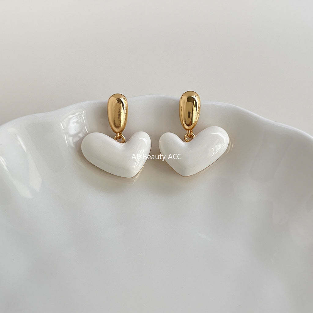 A廠-法式愛心耳環2025新款爆款高級感純銀針耳環女小眾獨特百搭耳飾品「7108」25.11-3