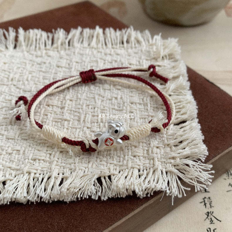 C廠-足銀999馬上有錢花  2026生肖馬 本命年紅繩手鍊錢幣琺瑯編繩手鍊「1631」25.12-3