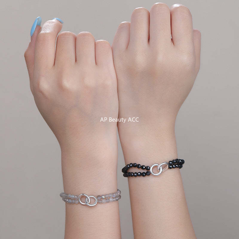 D廠-S925純銀黑瑪瑙月光石情侶手鍊氣質簡約溫柔百搭文藝手飾批發「YC5206SL_1」25.10-5