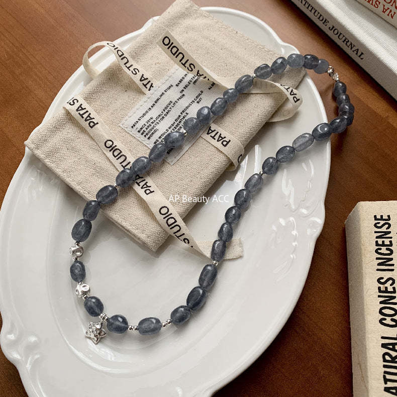 C廠-原創設計奶油甜美s925純銀星星方糖貓眼藍玉髓S925純銀手鍊銀項鍊「1530」25.11-3