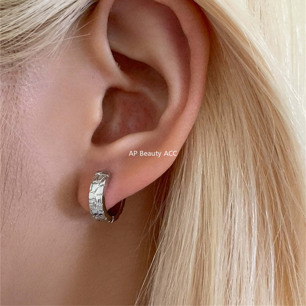 C廠-歐美幾何形素圈銀針耳環女時尚大氣高級感耳圈ins風氣質秋冬耳飾「EH-4174」25.12-1