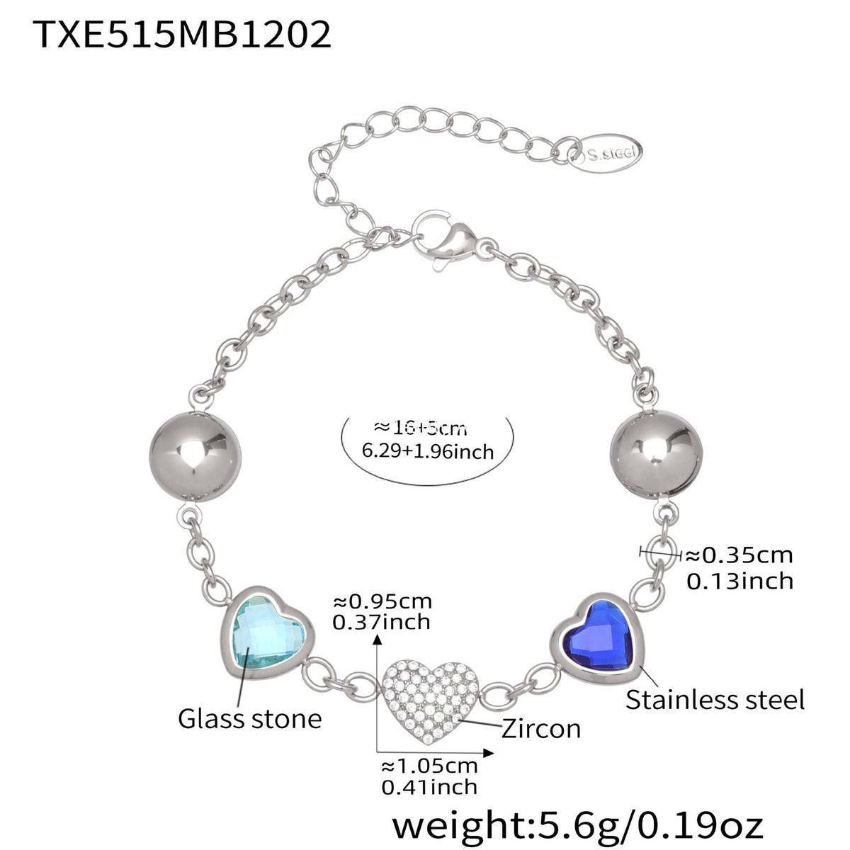 B廠-不鏽鋼彩色樹脂包邊項鍊5A鋯石愛心手鍊多巴胺飾品套裝鍍18k真金「TXP515」25.12-2