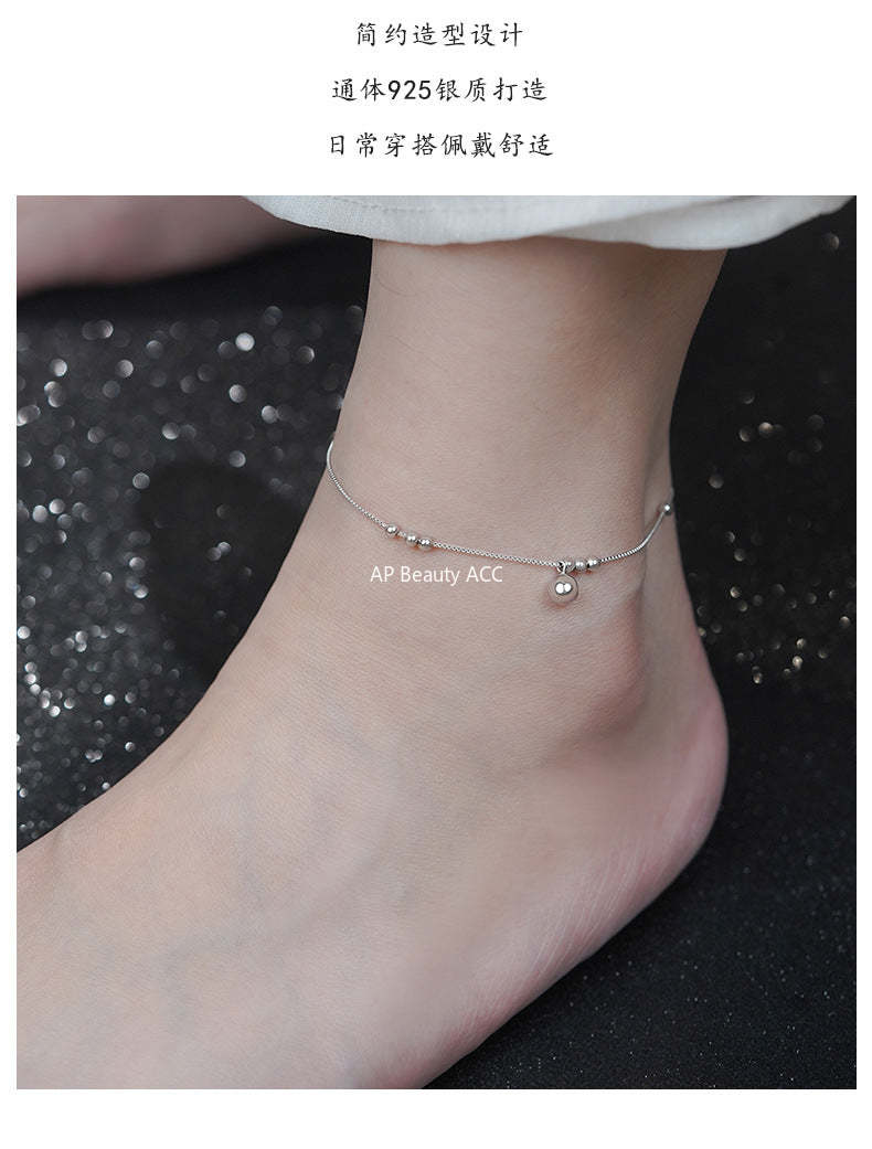D廠-純銀S925小眾設計轉運珠腳鍊女幾何新中式國風百搭簡約腳鍊批發「YC4635SL_1」25.12-3