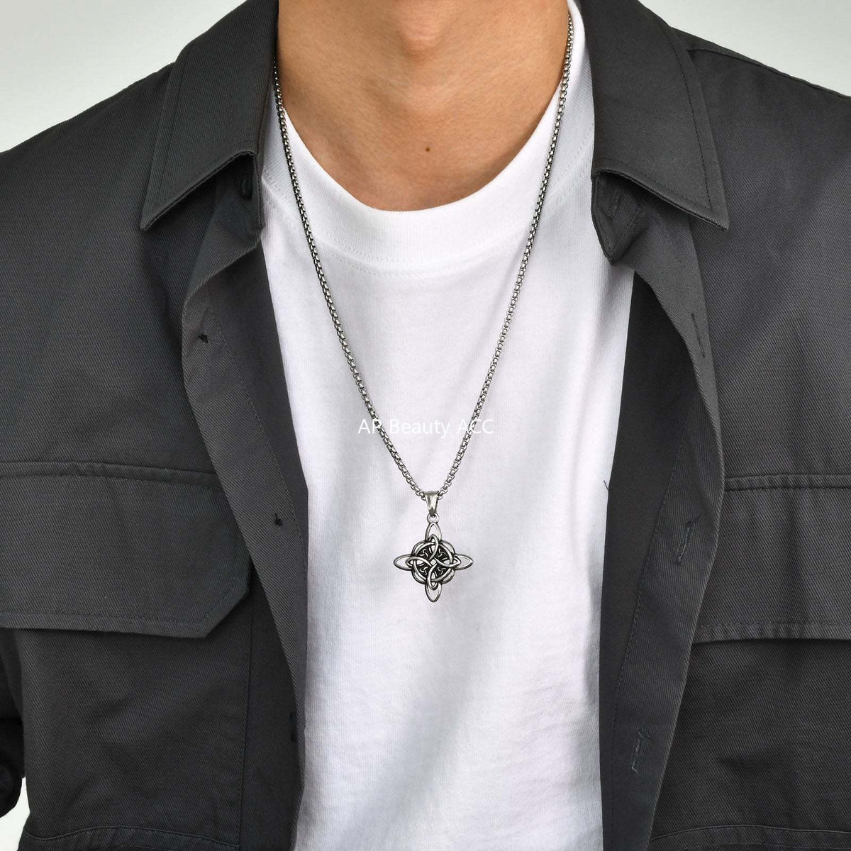 G廠-飾品男士INS 風不鏽鋼凱爾特結吊墜項鍊歐美跨境「PN-1945」25.10-5