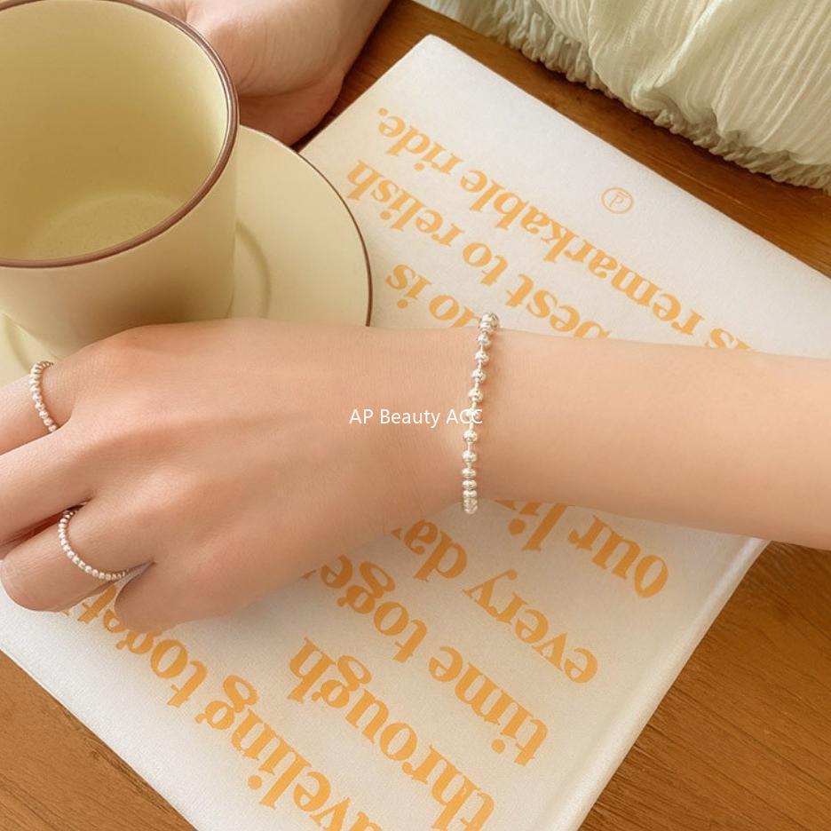 F廠-韓版韓國明星同款S925純銀2mm圓珠極簡珠珠手鍊「A325」25.11-2