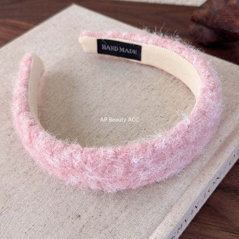 E廠-外出百搭毛絨髮箍女高級感洋氣時尚頭箍2025新款洗臉髮卡秋冬頭飾「26149」25.12-1