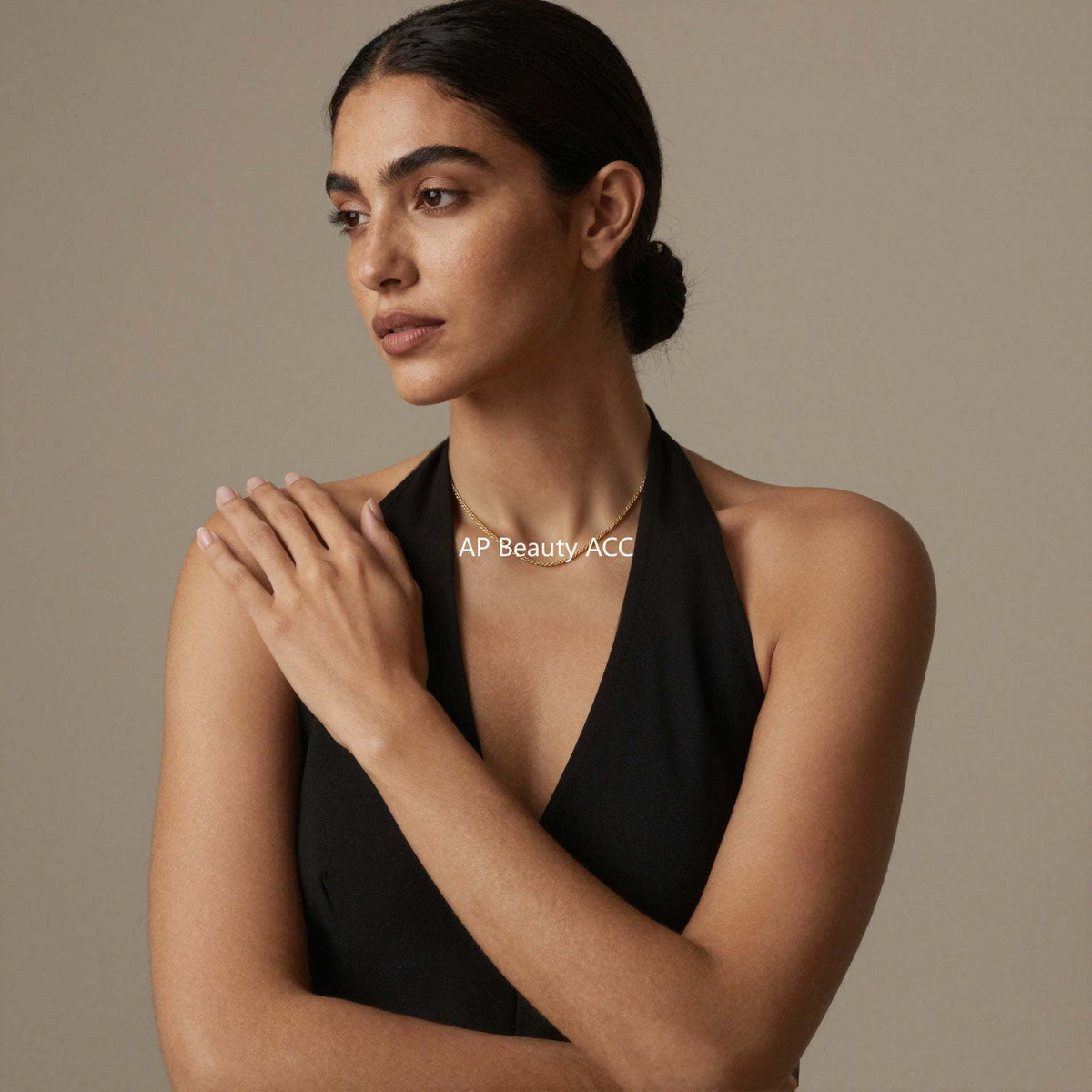 B廠-不鏽鋼滿天星菜花鏈波光粼粼超閃手鍊鎖骨項鍊套裝鍍18k金不掉色「P552」25.12-2