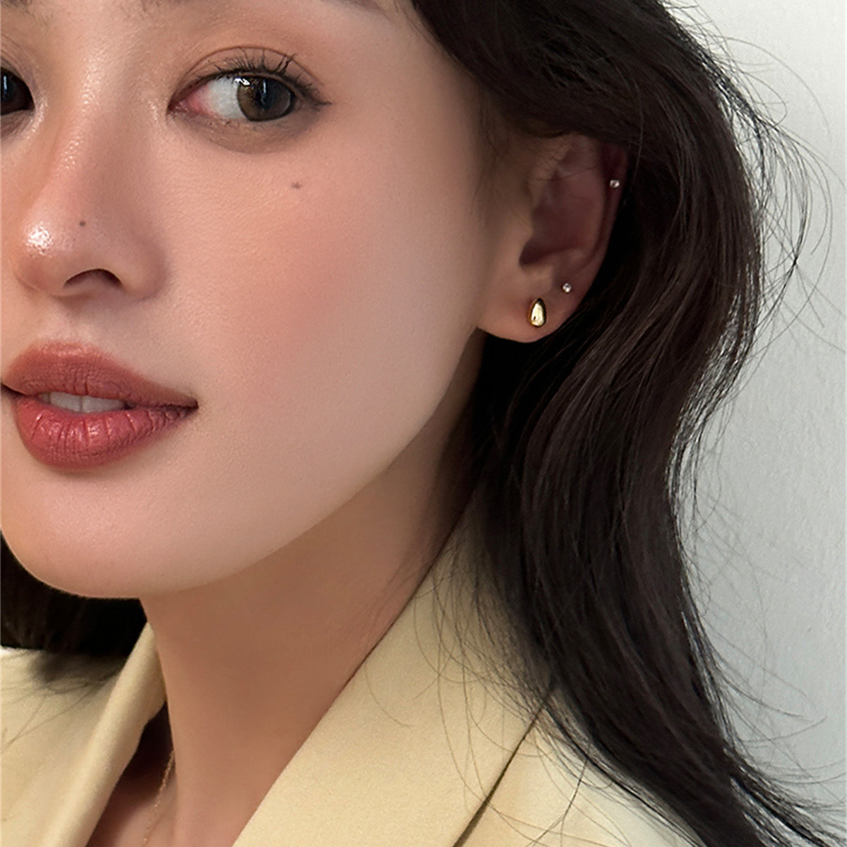 C廠-輕奢日韓銀針小水滴耳釘女ins簡約冷淡風耳環小眾個性設計感耳飾「EH-3797」25.07-2
