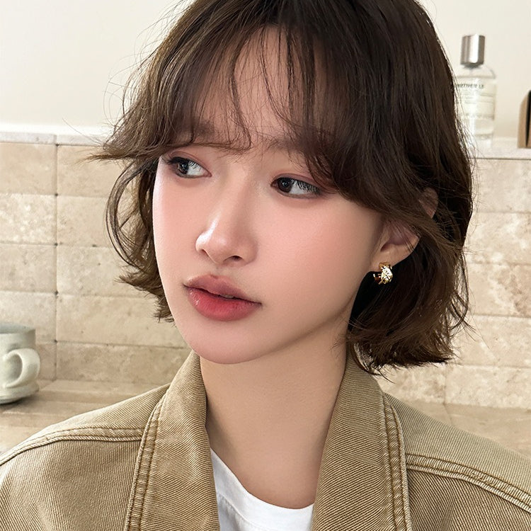 C廠-輕奢高級感鋯石耳釘女秋冬氣質時尚銀針半圓耳環日常百搭韓系耳飾「EH-4282」25.12-1