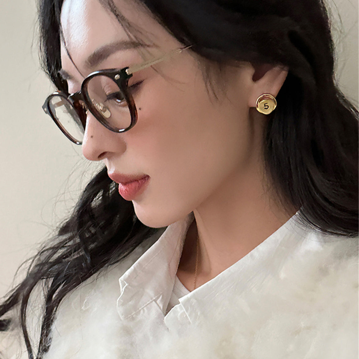 C廠-森系百搭小花耳釘女輕奢貴氣不對稱數字耳環小眾設計高級感耳飾「EH-3621」25.06-2