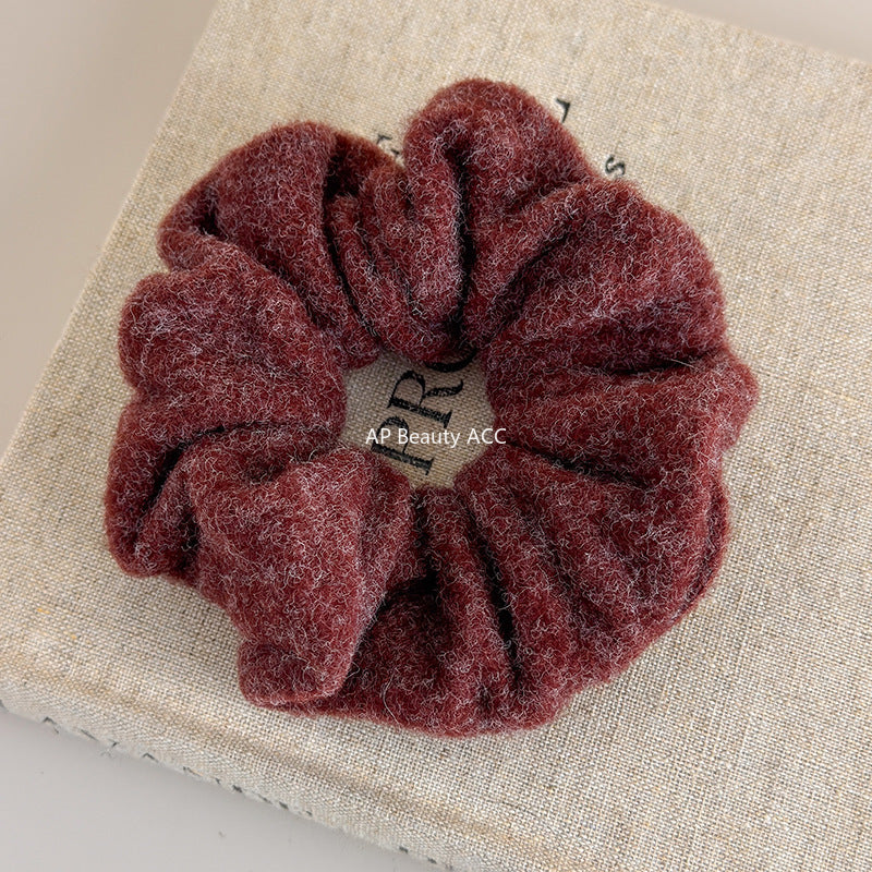 E廠-秋冬質感毛呢大腸髮圈韓系氣質百搭時尚丸子頭馬尾髮繩髮飾髮圈「26247」25.11-2