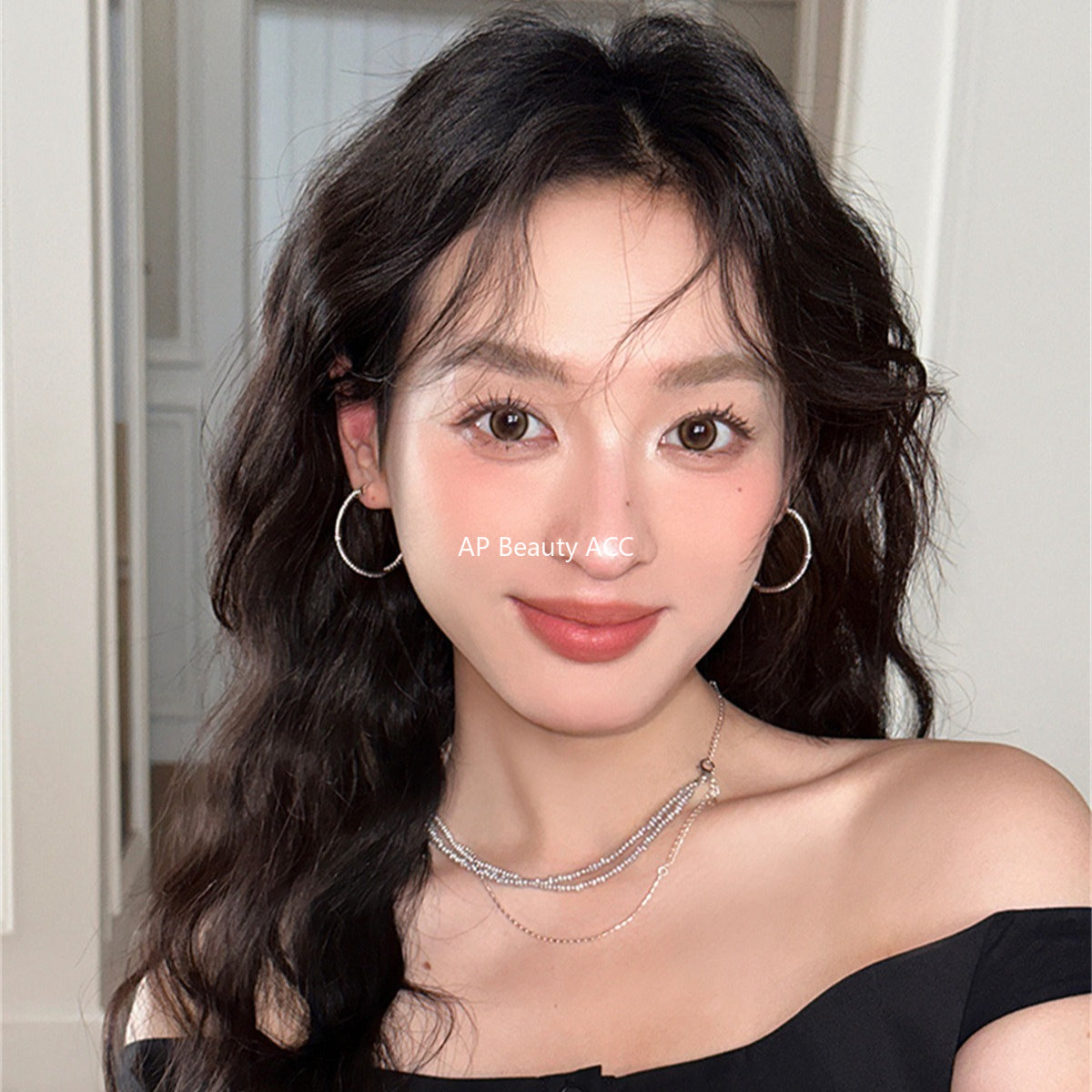 C廠-925銀針歐美大耳圈女簡約時尚百搭鋯石耳環ins小眾高級感網紅耳飾「EH-4102」25.10-1