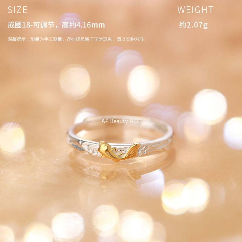 D廠-原創S999足銀熔岩錦鯉情侶對戒高級輕奢風日常百搭小眾手飾批發「YC3769R_1」25.11-3